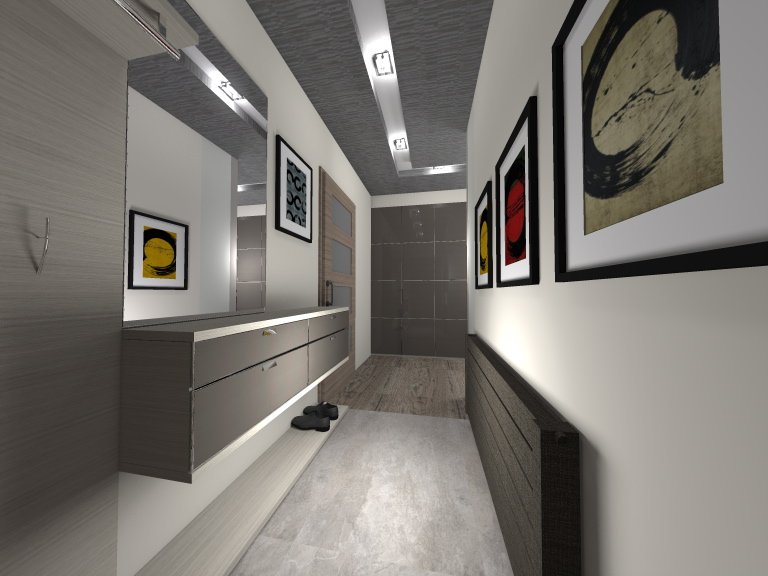 Előszoba, kevés, de praktikus bútorral