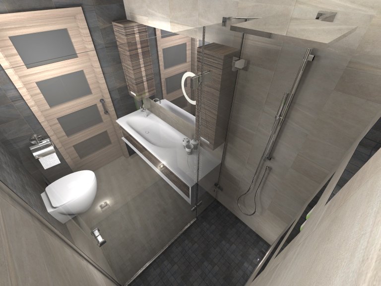 Fürdőszoba épített zuhanyzóval.