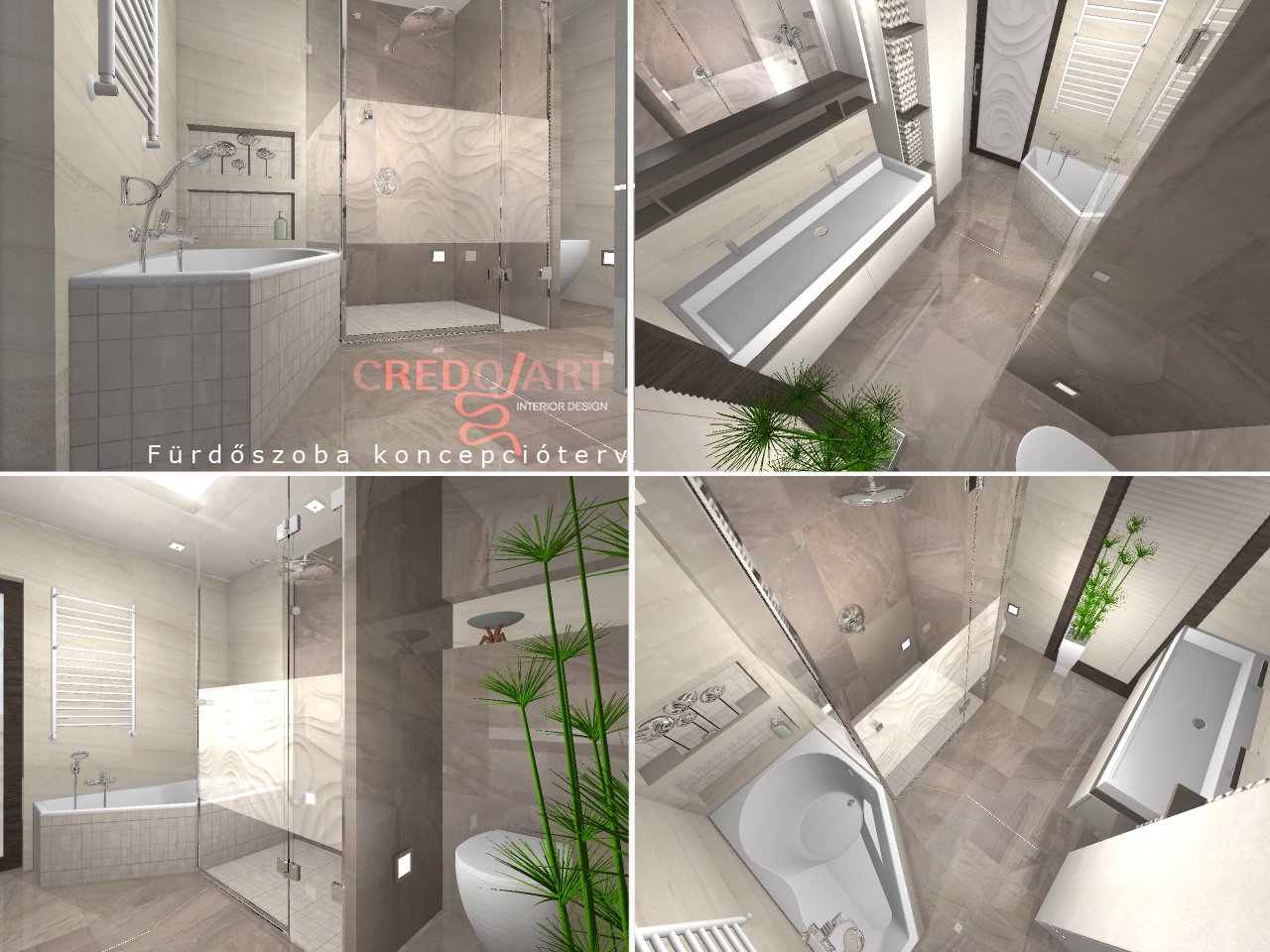 Fürdőszoba koncepciótervek 3D-ben